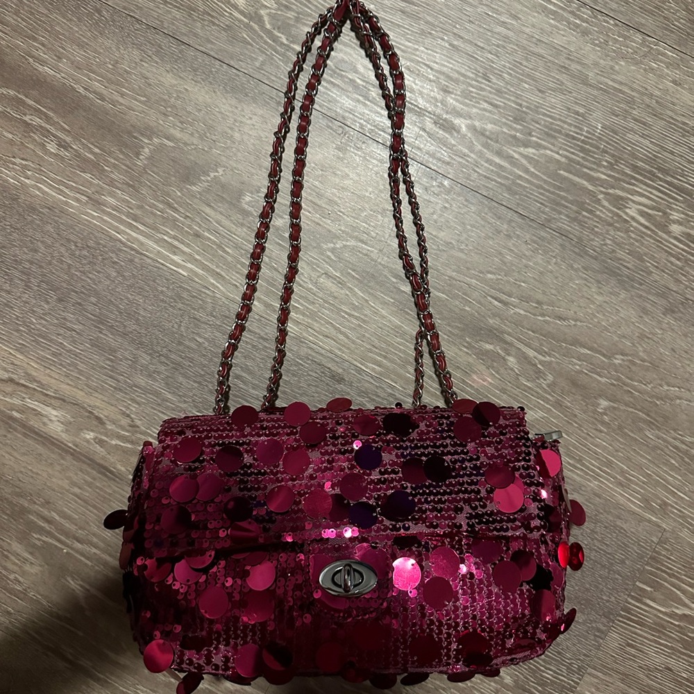 Glamorous Fuchsia Sequin Shoulder Bag